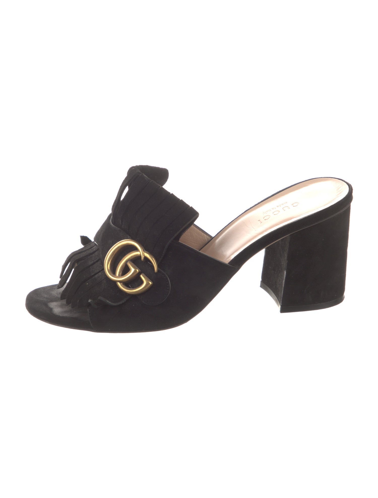 Gucci Double G Logo Suede Slides