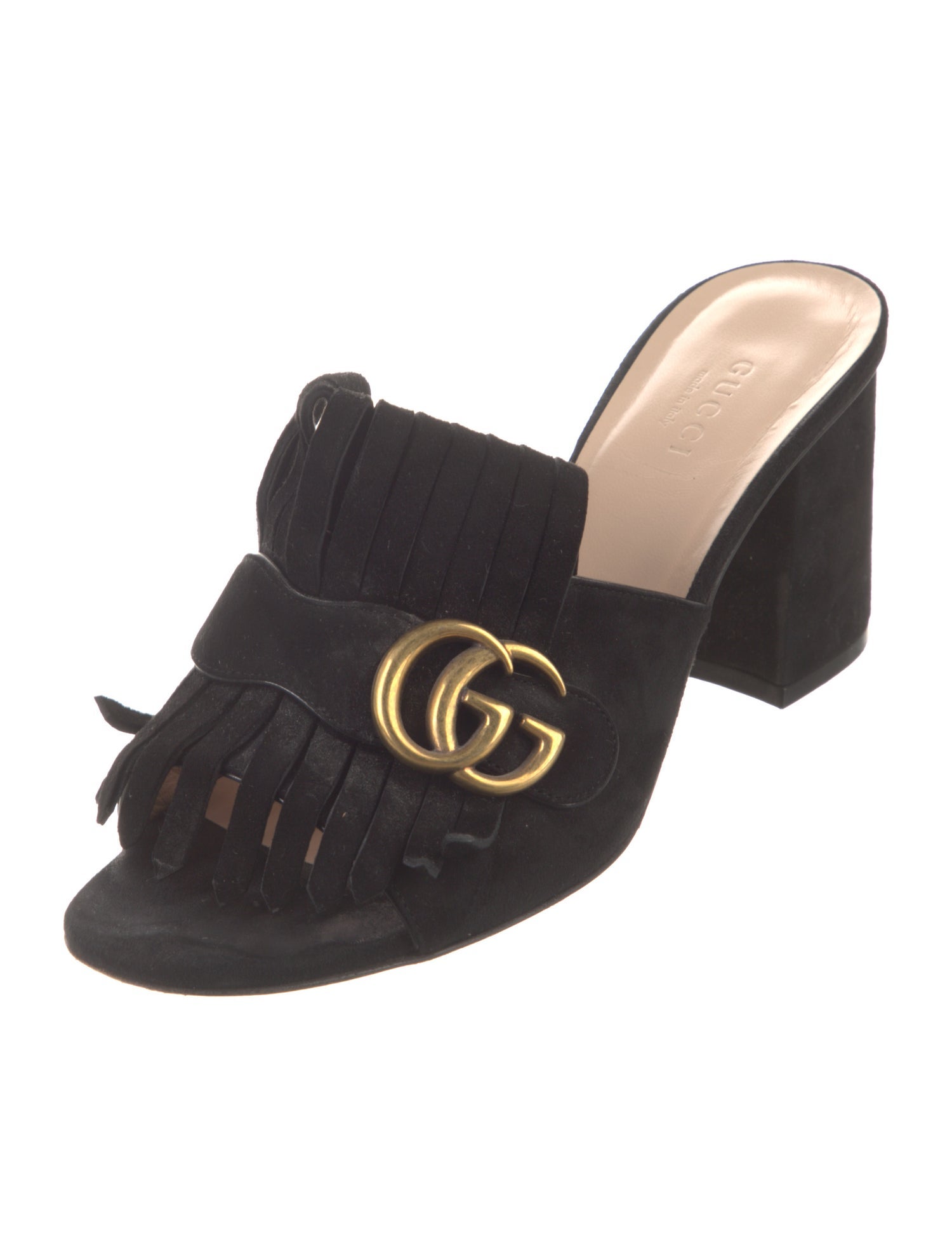 Gucci Double G Logo Suede Slides