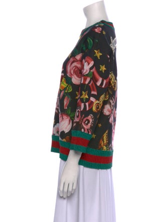Gucci Floral Print Bateau Neckline Sweatshirt