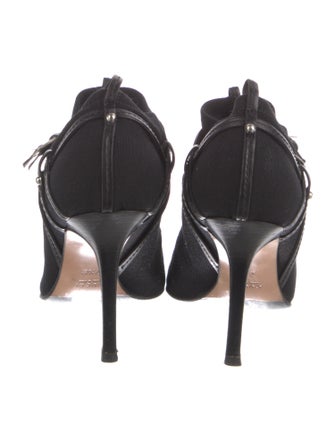 Gucci Canvas Leather Trim Embellishment Pumps