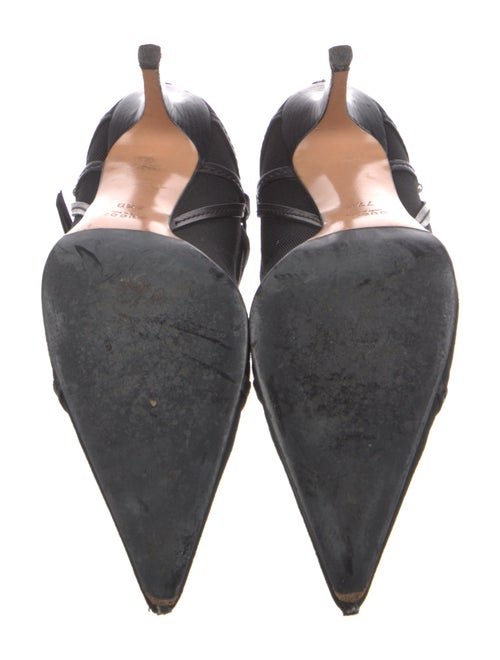 Gucci Canvas Leather Trim Embellishment Pumps