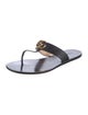 Gucci Double G Logo Leather Flip Flops