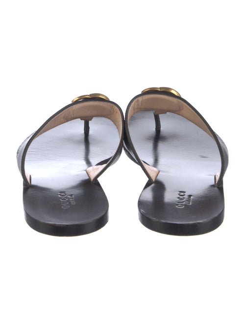 Gucci Double G Logo Leather Flip Flops