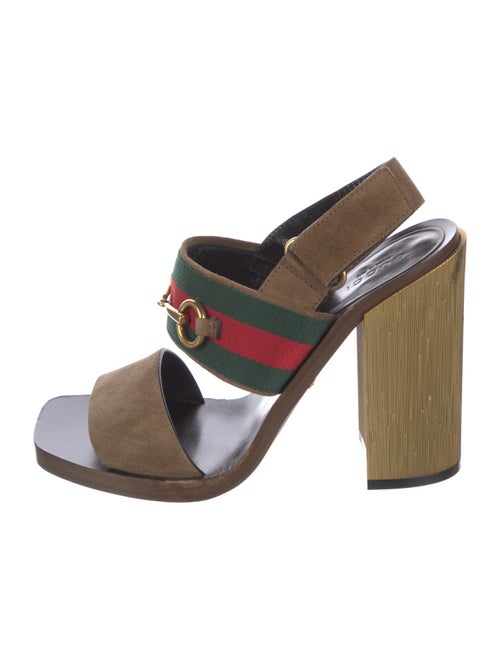 Gucci Web Accent Suede Slingback Sandals