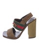 Gucci Web Accent Suede Slingback Sandals