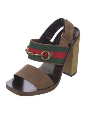 Gucci Web Accent Suede Slingback Sandals
