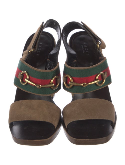 Gucci Web Accent Suede Slingback Sandals