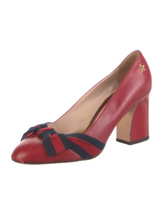 Gucci Sylvie Web Accent Leather Pumps