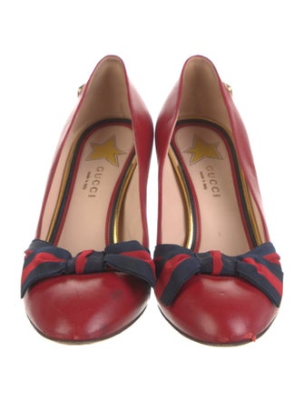 Gucci Sylvie Web Accent Leather Pumps