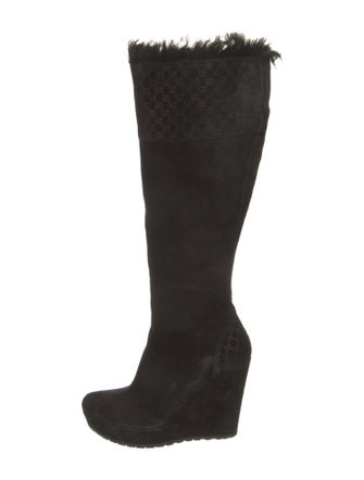 Gucci Microguccissima Pattern Suede Boots