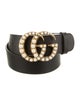 Gucci Faux Pearl Accents Leather Waist Belt