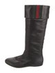 Gucci Web Accent Leather Riding Boots
