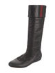 Gucci Web Accent Leather Riding Boots