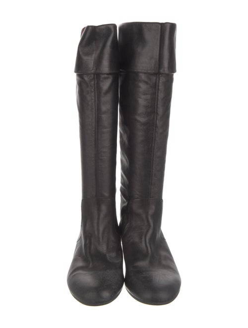 Gucci Web Accent Leather Riding Boots
