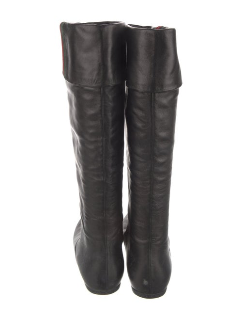 Gucci Web Accent Leather Riding Boots
