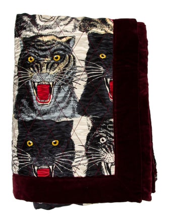 Gucci Tiger Face Silk And Velvet Quilt