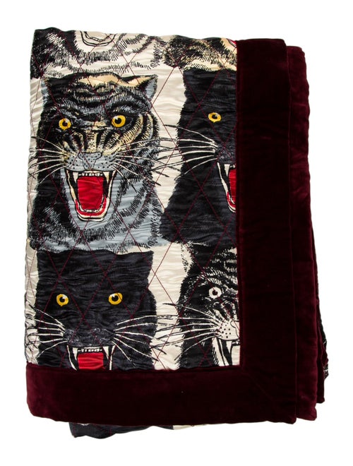 Gucci Tiger Face Silk And Velvet Quilt
