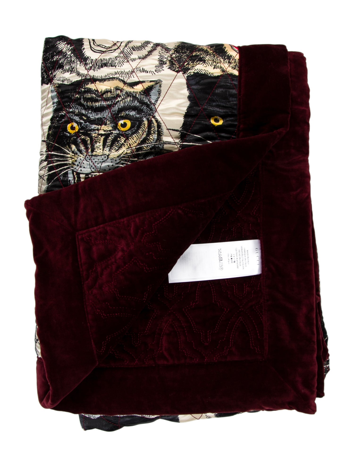 Gucci Tiger Face Silk And Velvet Quilt