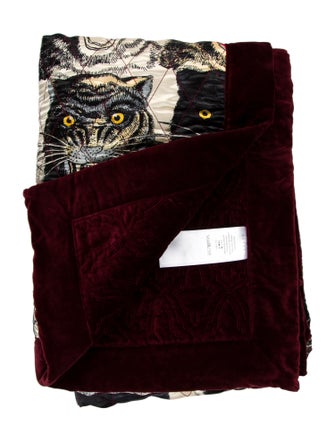 Gucci Tiger Face Silk And Velvet Quilt