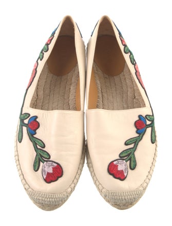 Gucci Leather Floral Print Espadrilles