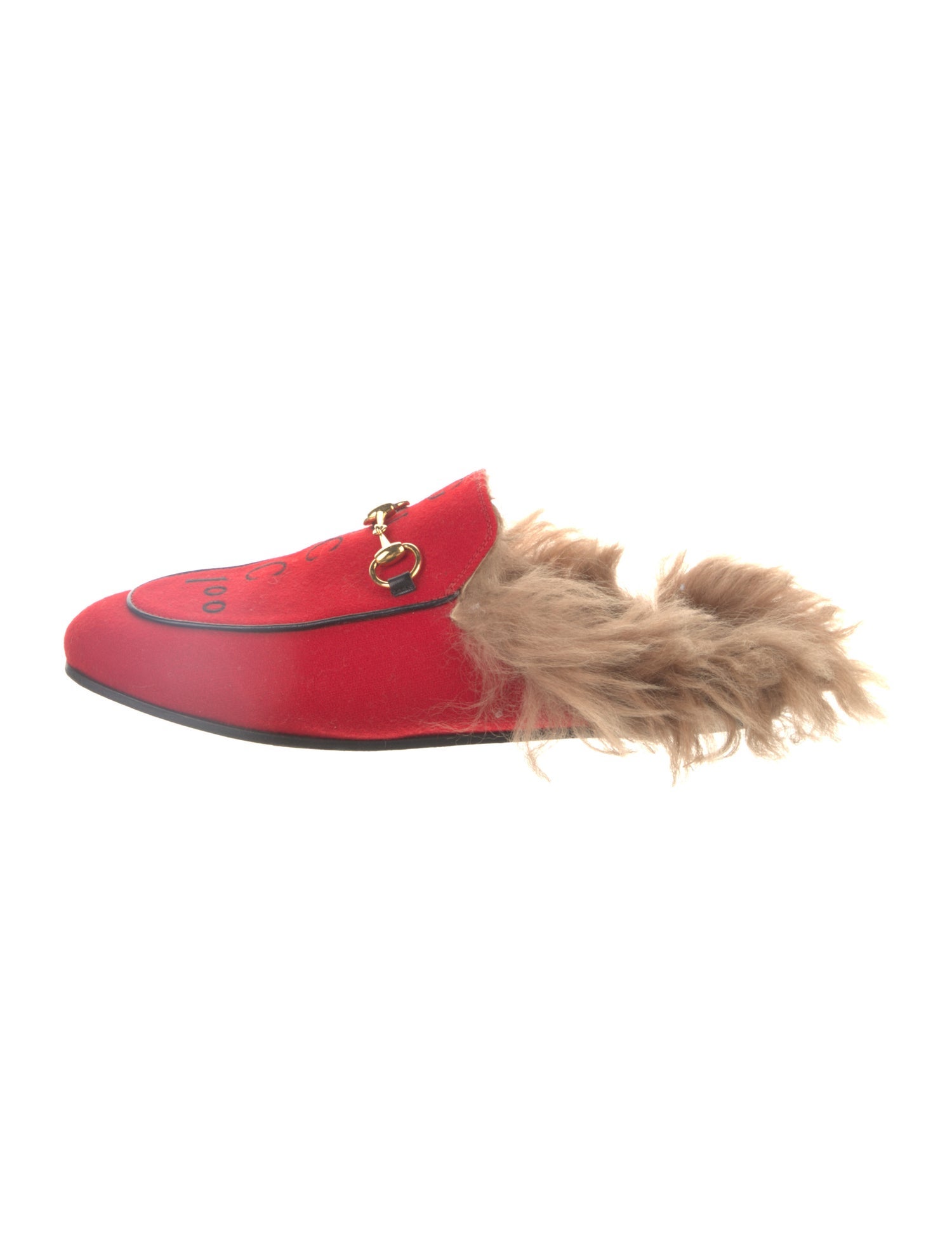 Gucci Horsebit Accent Fur Trim Mules