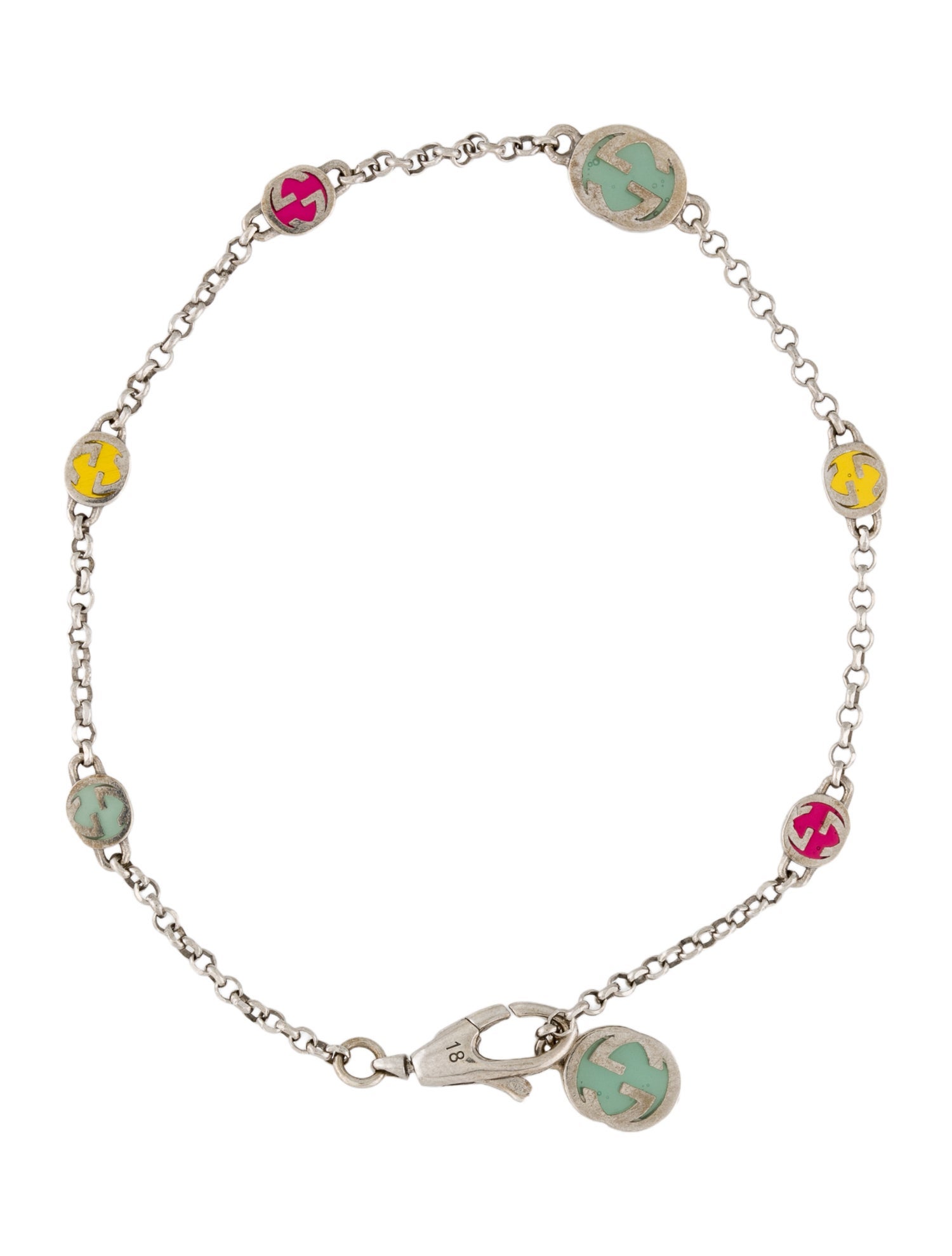 Gucci Interlocking G Multicolor Enamel Station Bracelet