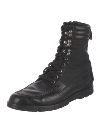 Gucci Web Accent Canvas Lace-Up Boots