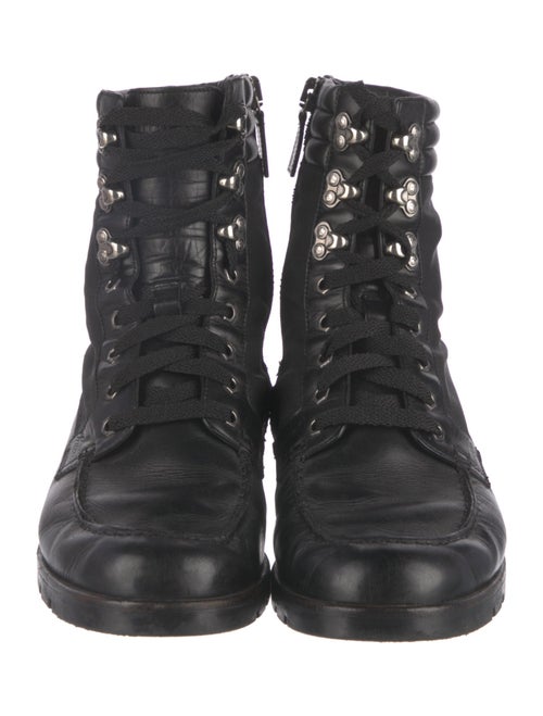 Gucci Web Accent Canvas Lace-Up Boots