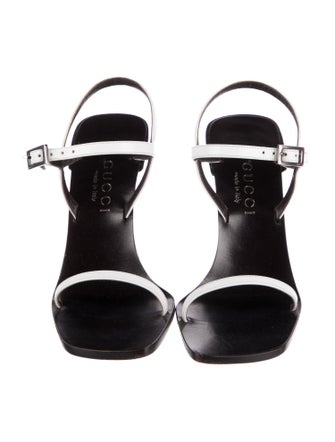 Gucci Interlocking G Logo Leather Slingback Sandals