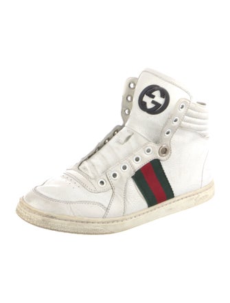 Gucci Web Accent Leather Sneakers