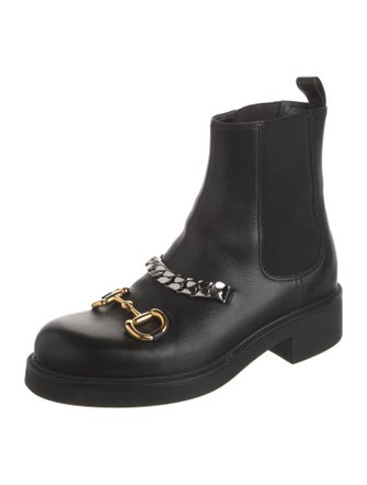 Gucci Horsebit Accent Leather Combat Boots