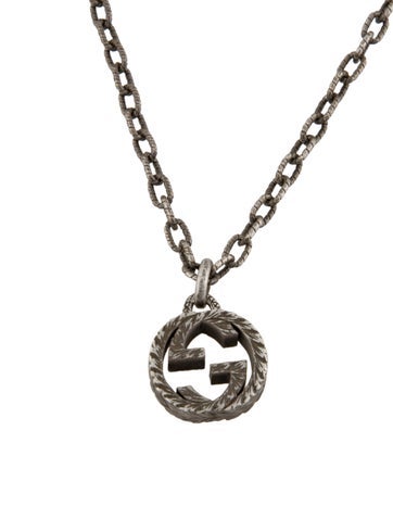 Gucci Pendant Necklace Textured Interlocking G