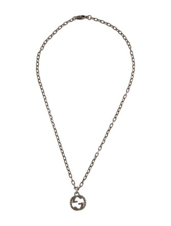Gucci Textured Interlocking G Pendant Necklace