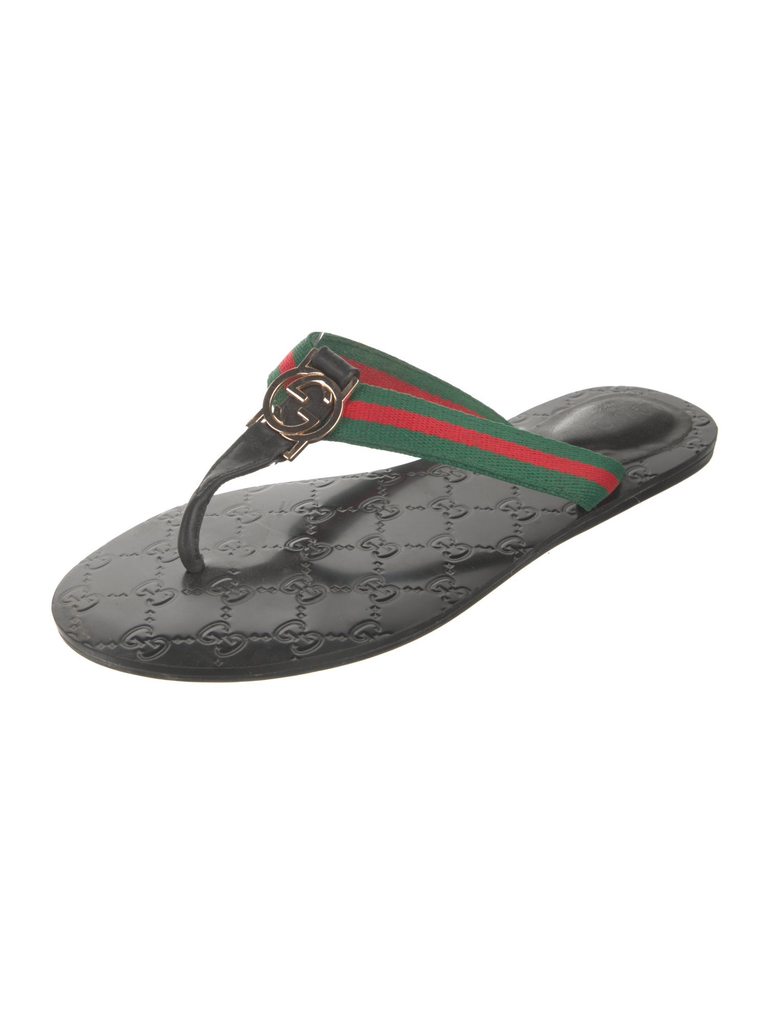 Gucci Web Accent Flip Flops