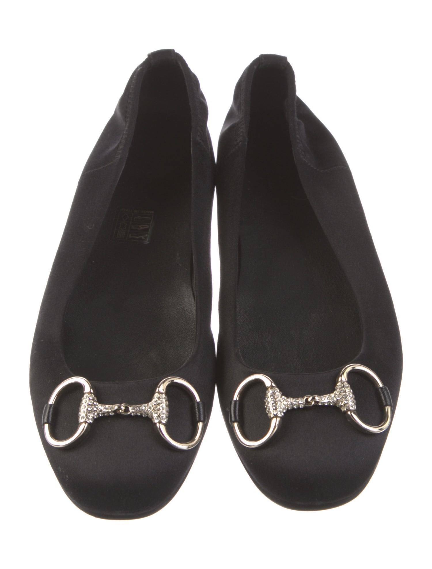 Gucci Horsebit Accent Satin Ballet Flats