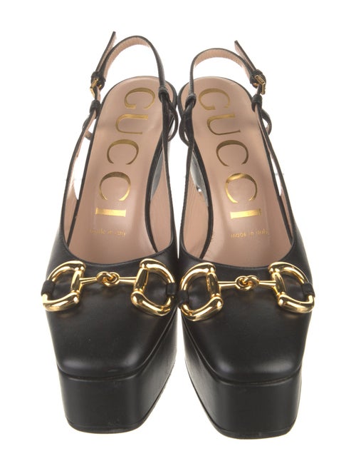 Gucci Horsebit Accent Leather Slingback Pumps