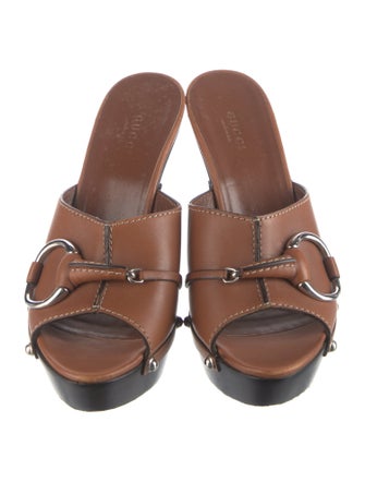 Gucci Hasler Horsebit Accent Leather Slides