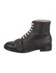 Gucci Bee Accent Leather Combat Boots