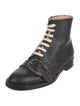 Gucci Bee Accent Leather Combat Boots
