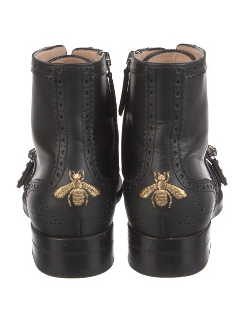 Gucci Bee Accent Leather Combat Boots
