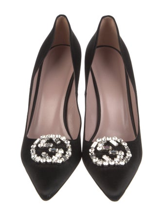 Gucci Interlocking G Logo Satin Pumps