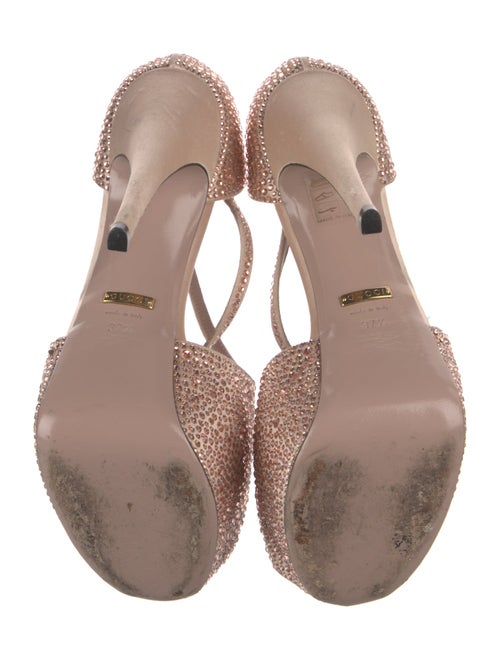 Gucci Satin Crystal Embellishments T-Strap Pumps