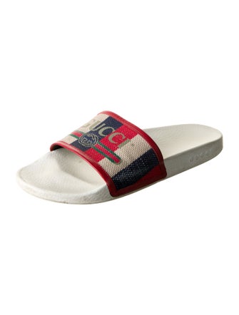 Gucci Web Accent Canvas Slides