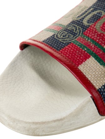 Gucci Web Accent Canvas Slides