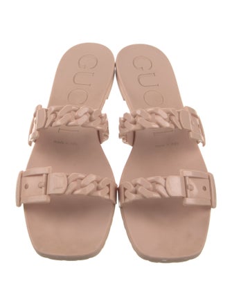 Gucci Rubber Chain-Link Accents Slides
