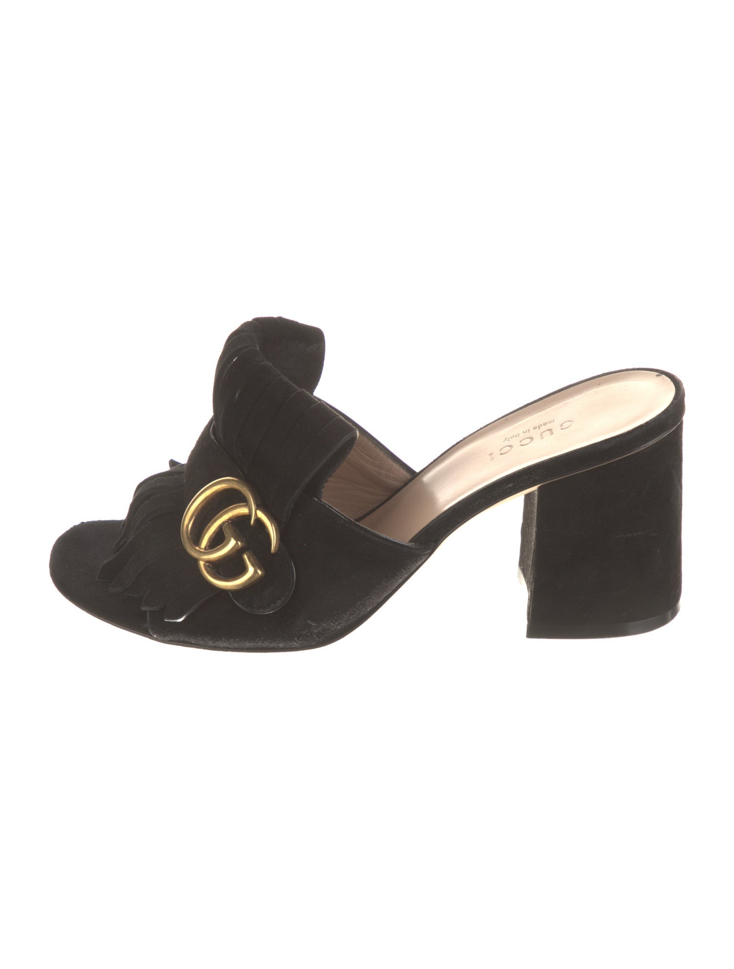 Gucci Double G Logo Suede Slides