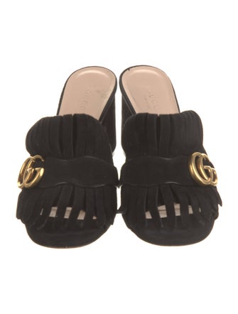 Gucci Double G Logo Suede Slides