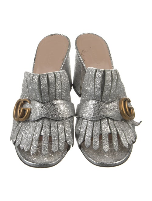 Gucci Double G Logo Leather Slides