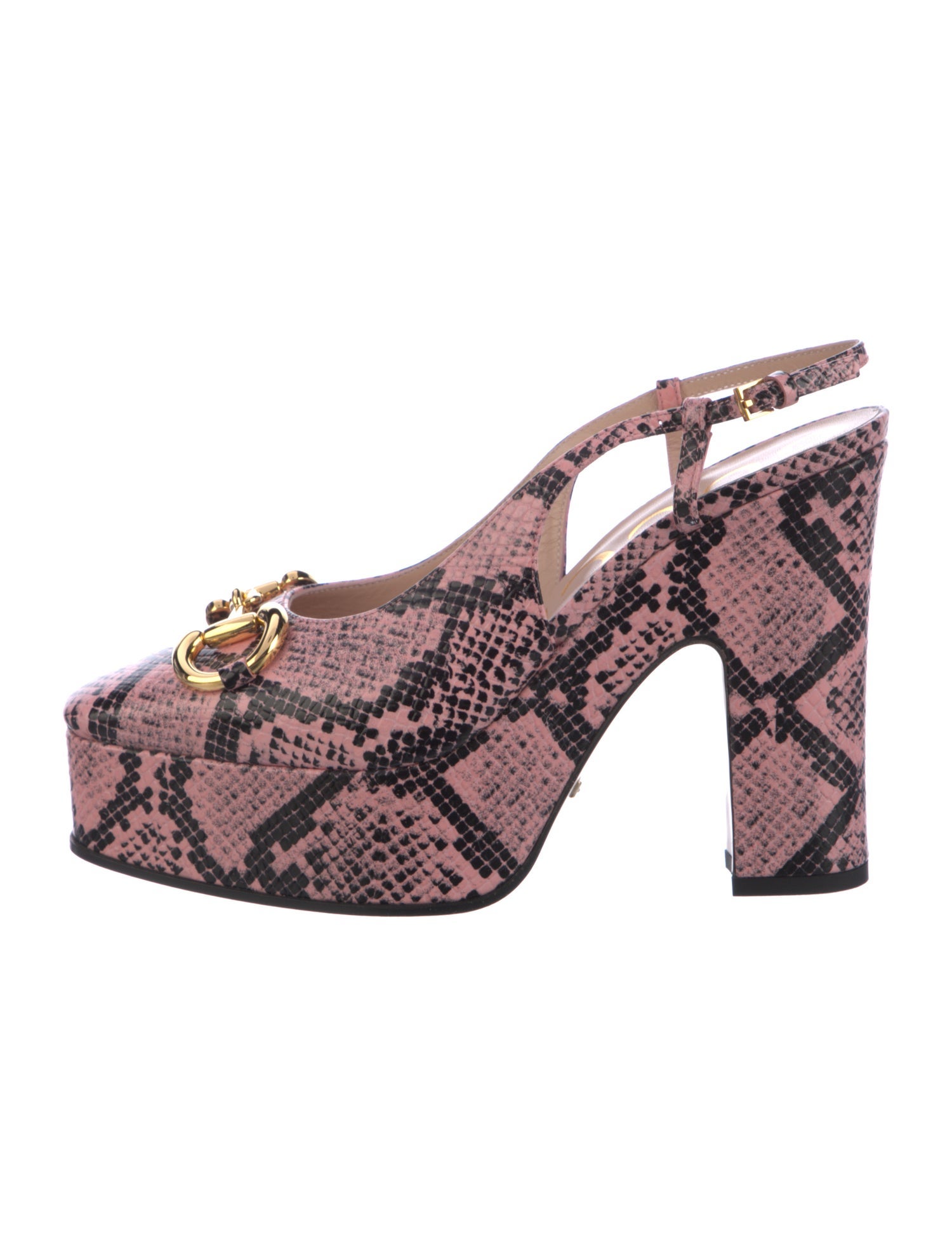 Gucci Leather Animal Print Slingback Pumps