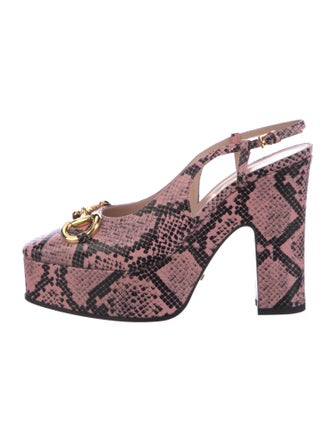 Gucci Leather Animal Print Slingback Pumps